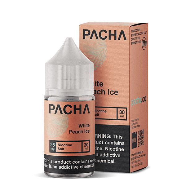 Pachamama TFN Salt Series E-Liquid 25mg | 30mL (Salt Nic) White Peach Ice with Packaging