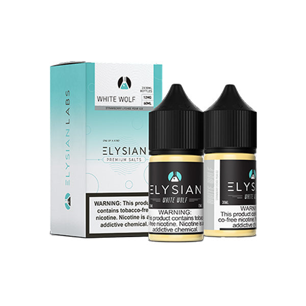 Elysian Salt Series E-Liquid x2-30mL (Salt Nic) | 12mg White wolf with packaging