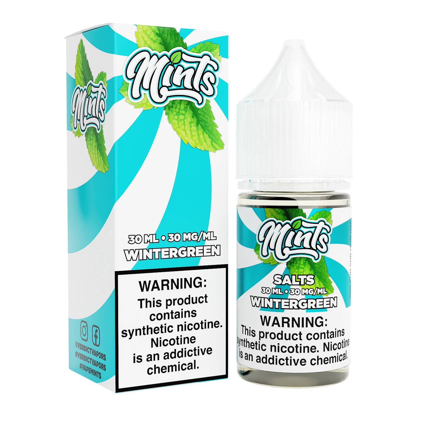 Mints Salt Series E-Liquid 30mL | 30mg Wintergreen with packaging