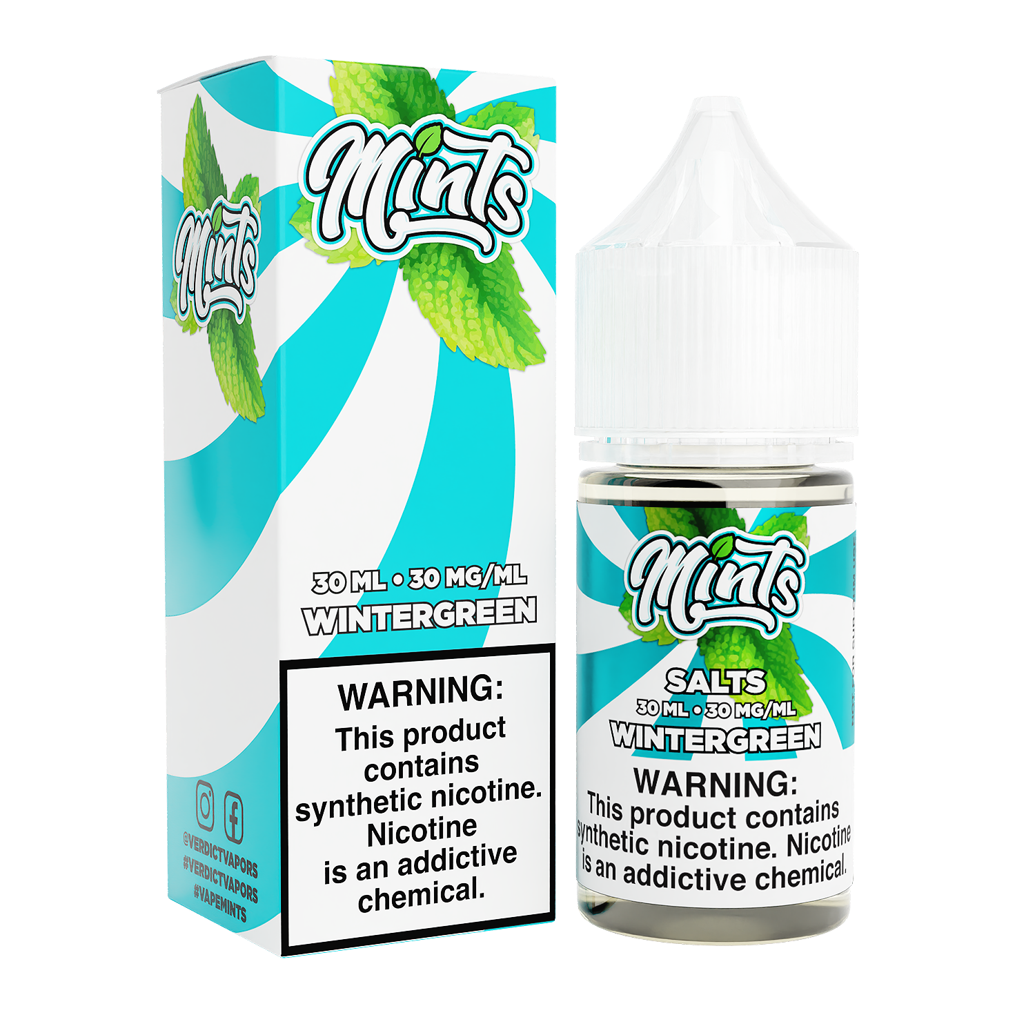 Mints Salt Series E-Liquid 30mL | 30mg Wintergreen with packaging