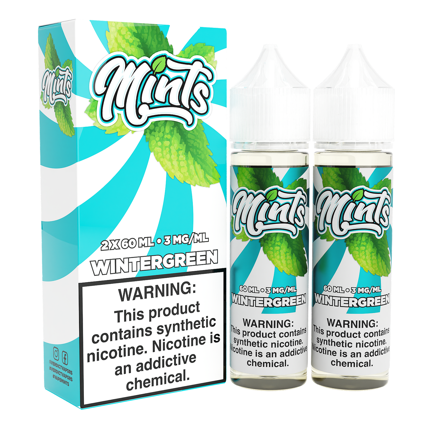 Mints Series E-Liquid x2-60mL | 0mg Wintergreen with packaging