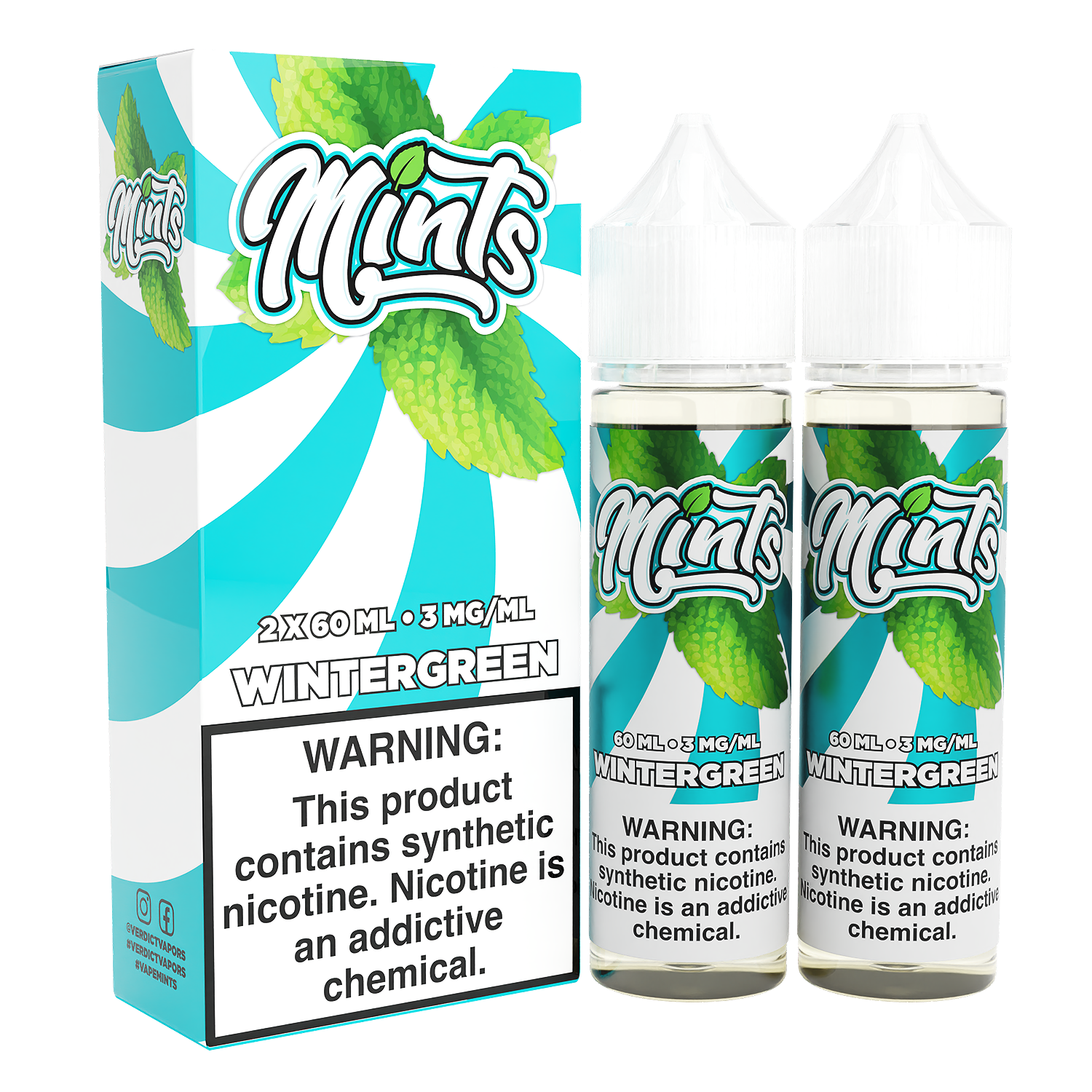 Mints Series E-Liquid x2-60mL | 3mg Wintergreen with packaging