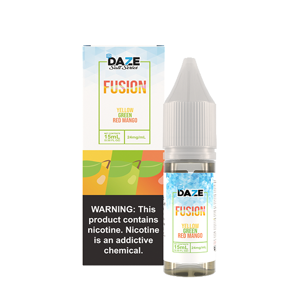 7Daze Fusion Salt Series E-Liquid 15mL (Salt Nic) | 24mg Yellow Green Red Mango Iced